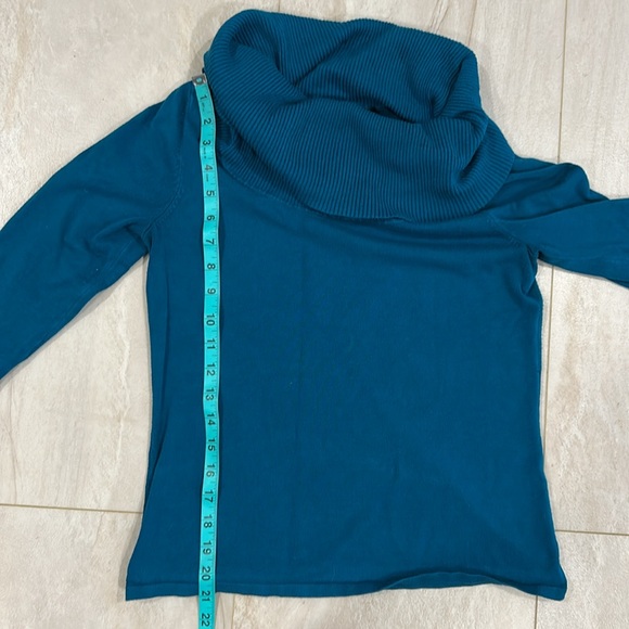 Cable & Gauge Teal Cowl Neck Sweater - Picture 11 of 11